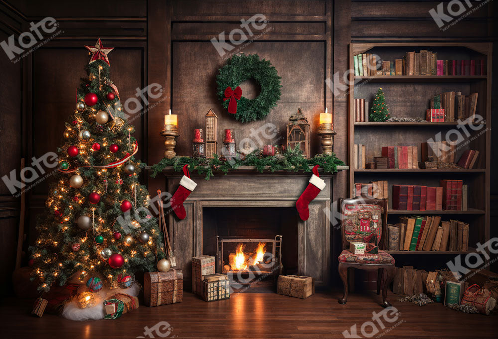 Kate レトロ クリスマスツリー 煙突 本 背景 写真撮影用
