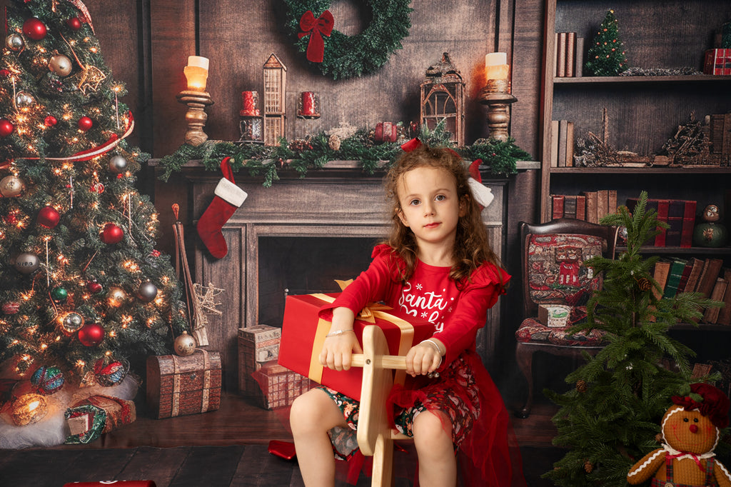 Kate レトロ クリスマスツリー 煙突 本 背景 写真撮影用