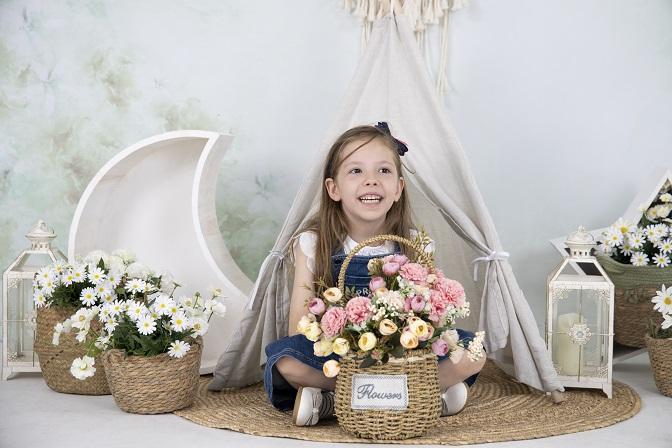 Kate ファインアート水彩画緑の花抽象的な背景