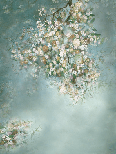 Kate 緑の春の花背景布