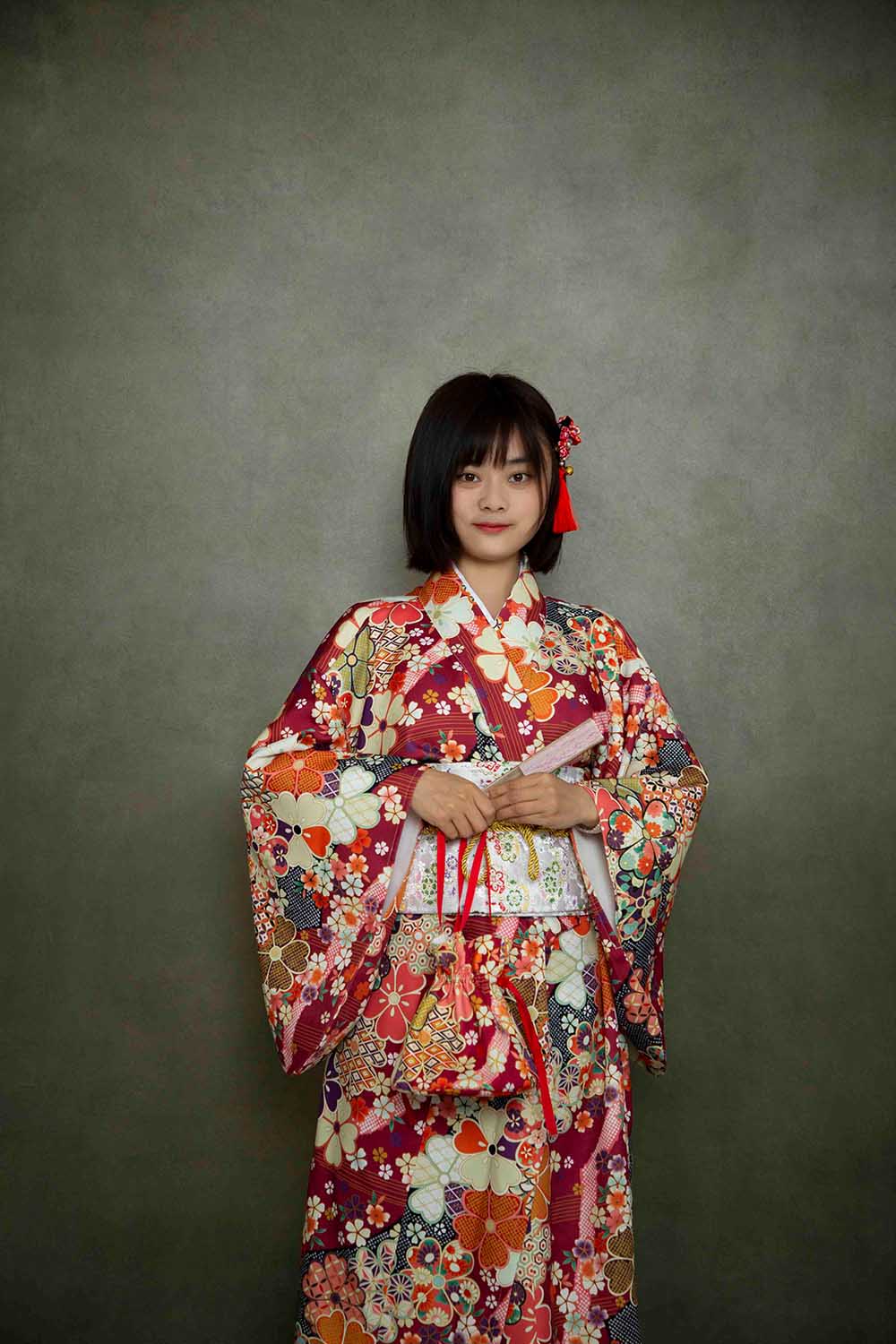 Kate 七五三写真家のスタジオの成人式女の子の日の男の子の日褐色抽象的な背景
