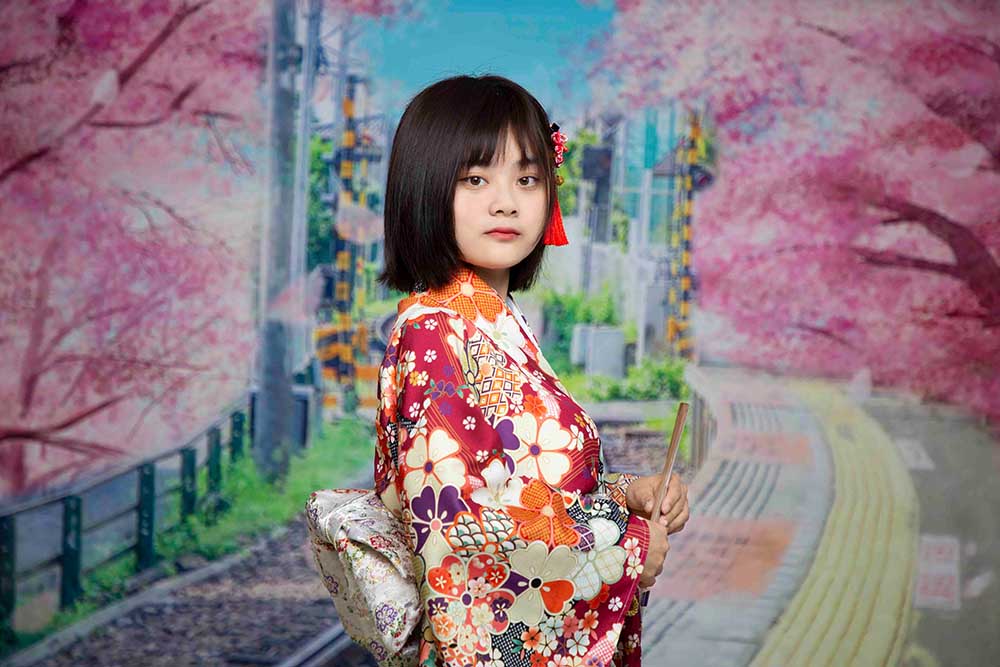Kateひなまつり春の女の子まつり七五さん鉄道新幹線写真家のための背景布