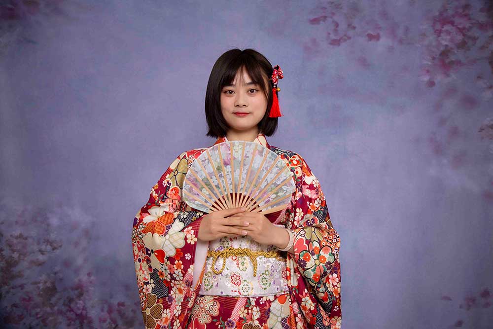 Kate 抽象的な紫色の花の背景布成人式女の子の日