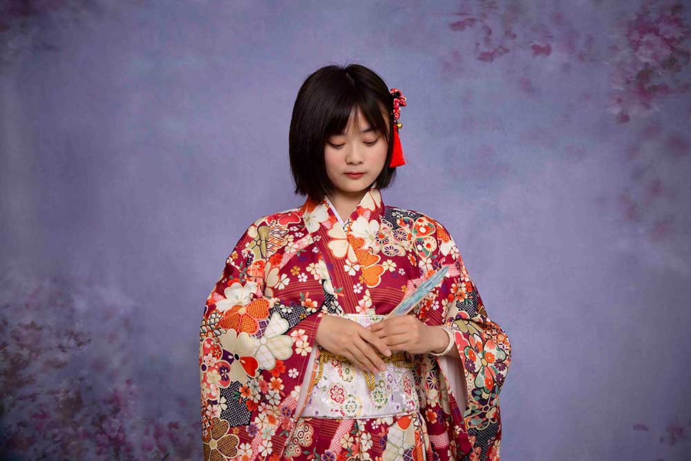 Kate 抽象的な紫色の花の背景布成人式女の子の日