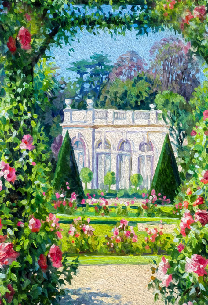 Kate写真撮影のための春の庭の背景の花の絵画