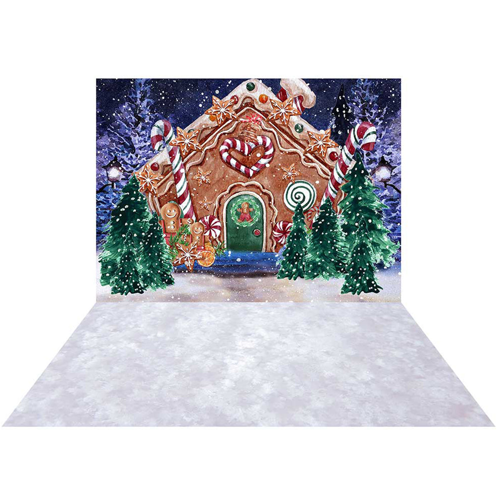 Kate クリスマスのホットココアの背景+冬の雪に覆われたゴム製フロアマット