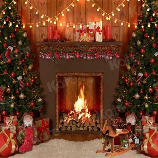kateクリスマスストーブ木背景撮影