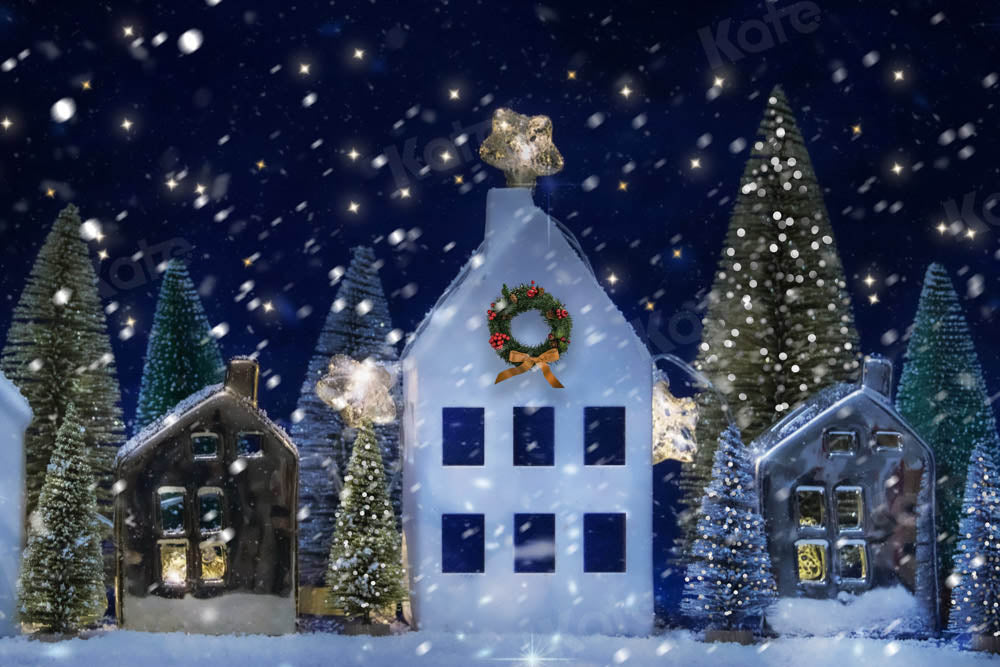 Kate クリスマスイブの背景の木の雪Chain Photography設計