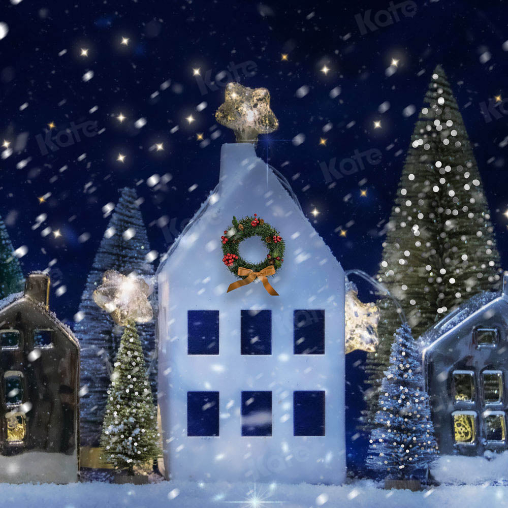 Kate クリスマスイブの背景の木の雪Chain Photography設計