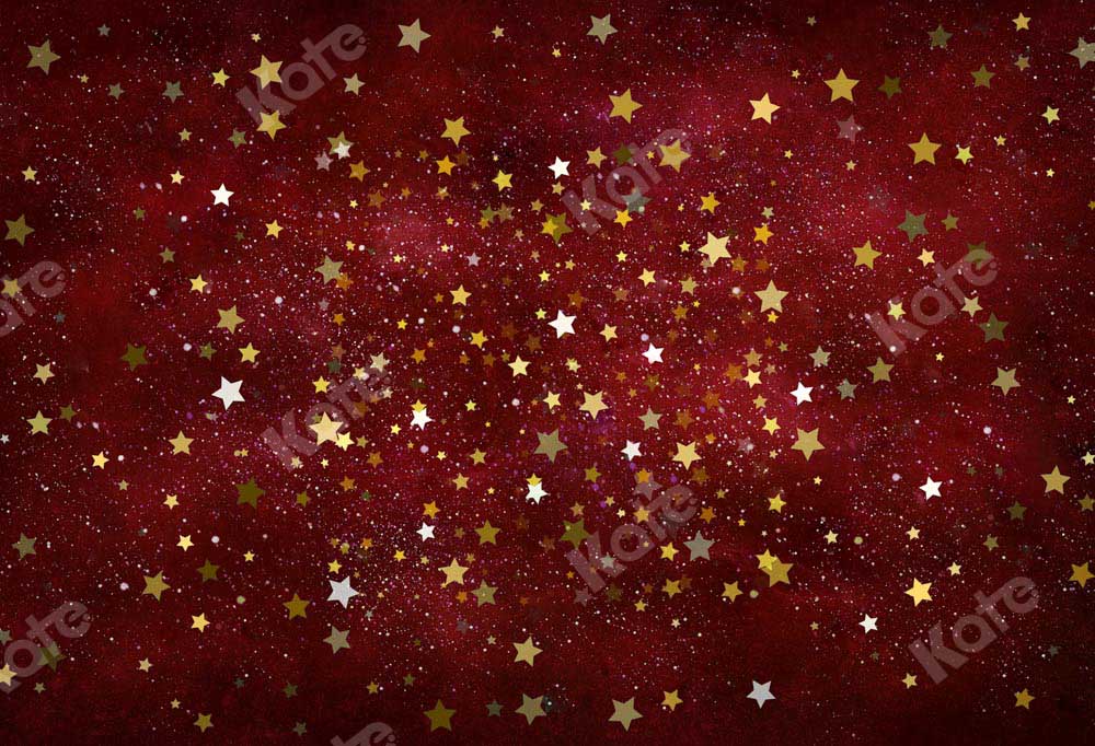 Kateクリスマスの星の赤い背景の写真撮影