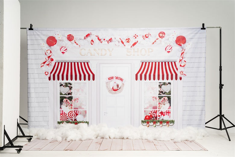 Kate 写真撮影のためのクリスマス菓子店の背景