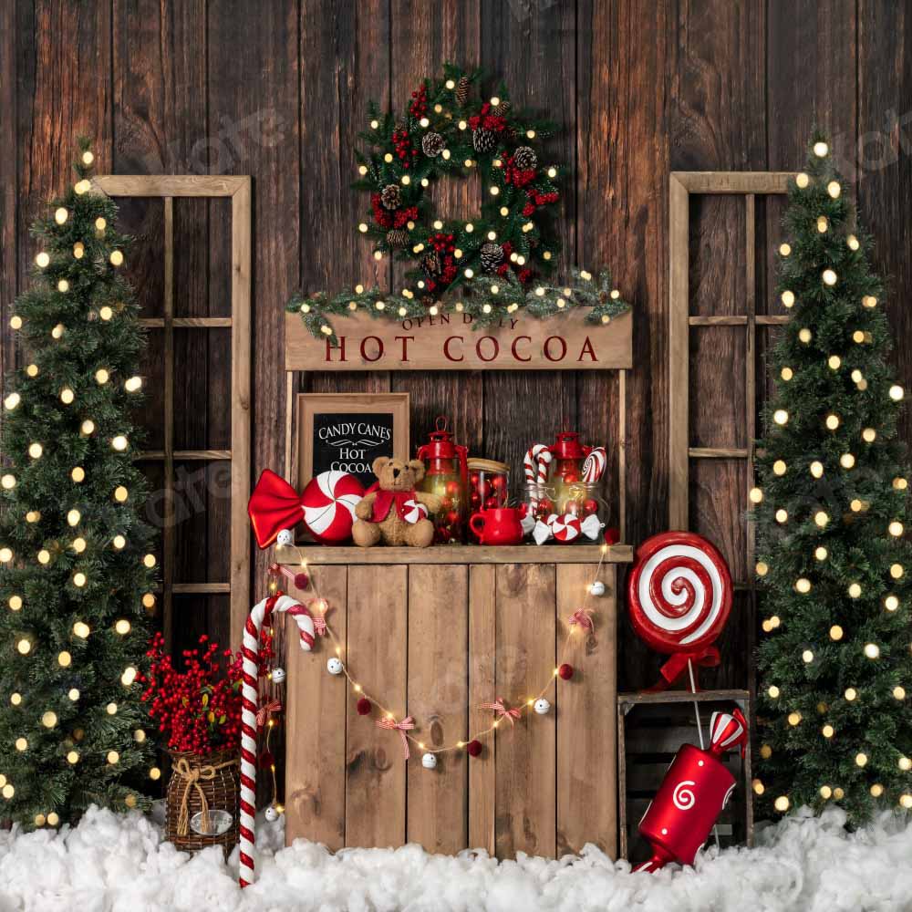 Kateクリスマス ツリーの背景冬のホット ココアEmetselchデザイン