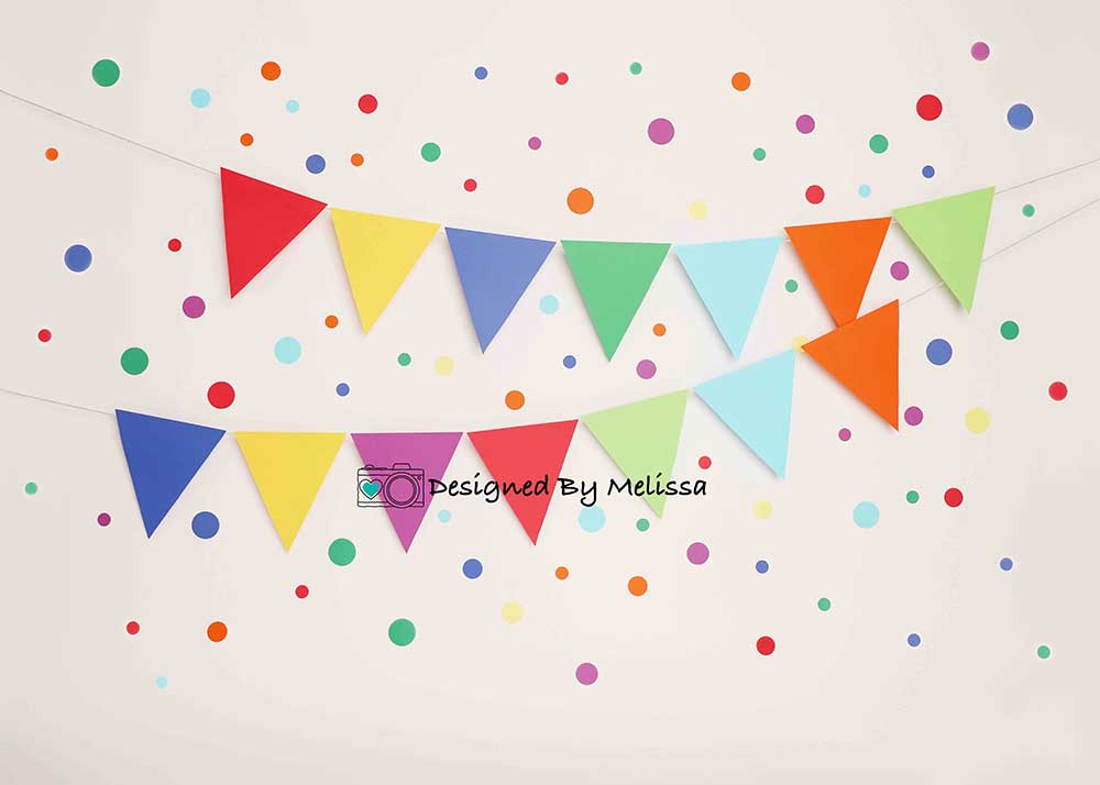 Kateカラフルな虹の誕生日の背景バナーMelissa King設計