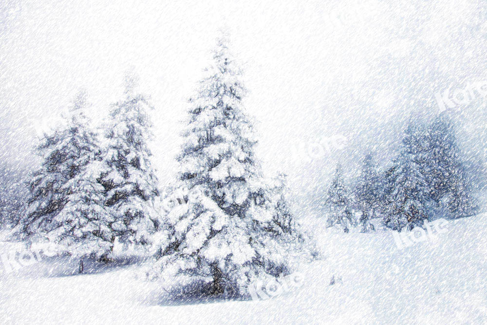 Kate冬のクリスマスツリーの雪の背景
