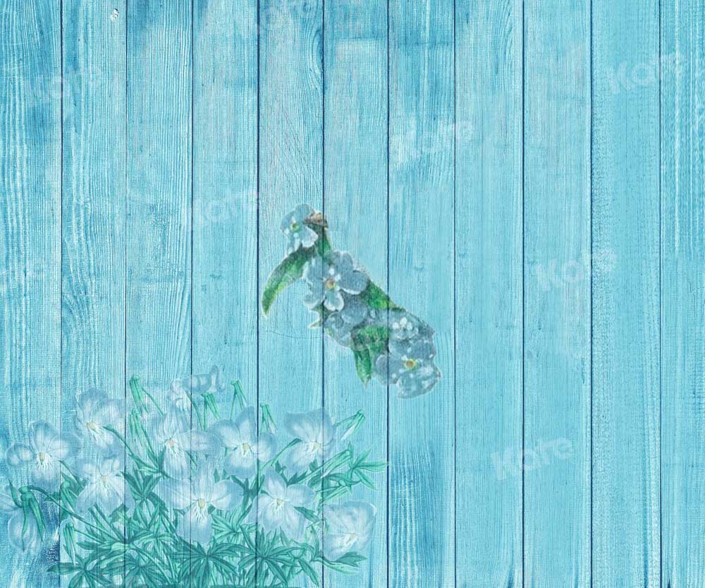 Kate フラワーウッドグレイン背景スプリングブルーヴィンテージ背景Chain Photography設計