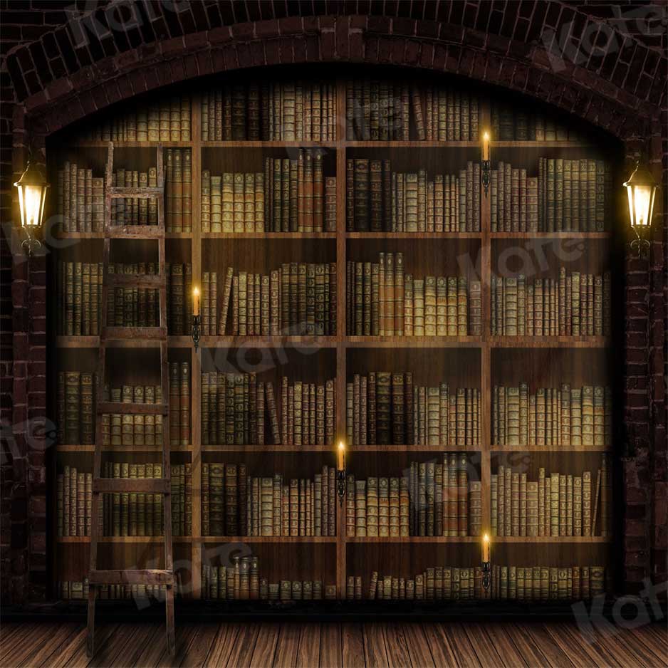 kateヴィンテージ図書館の本の背景