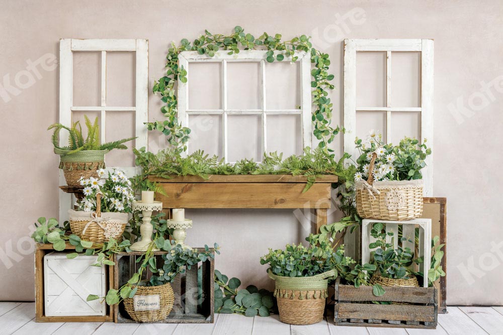 Kate春のイースターグリーン植栽ウィンドウ背景Emetselch設計