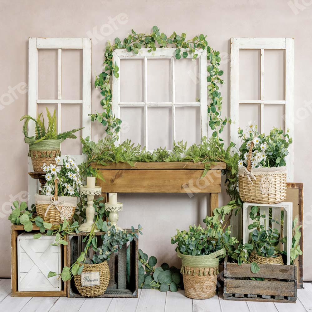Kate春のイースターグリーン植栽ウィンドウ背景Emetselch設計