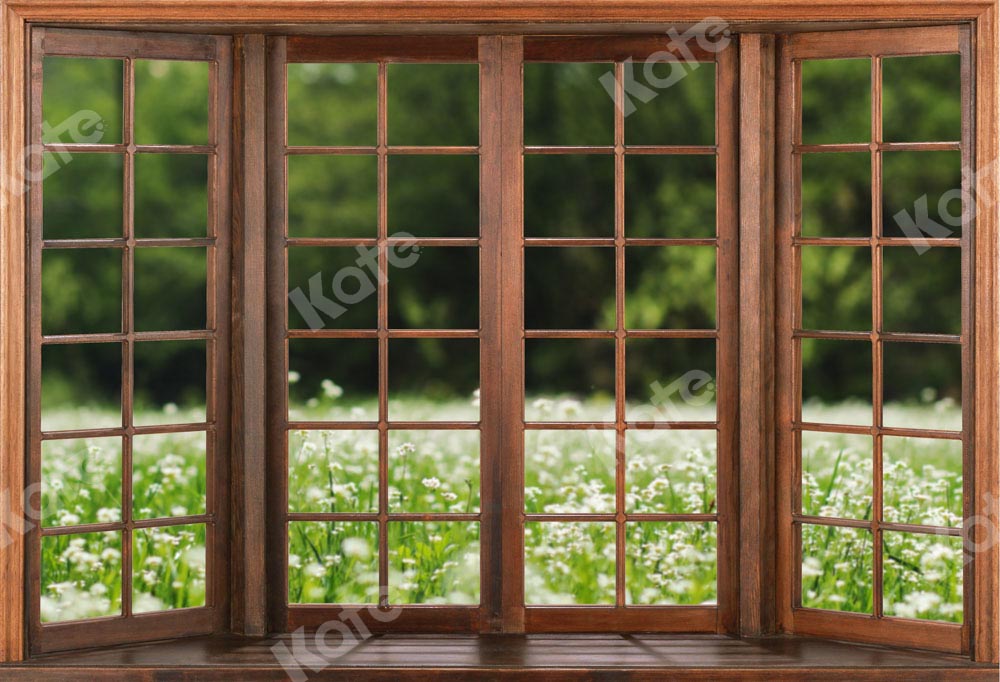 Kate花木製窓背景春Chain写真撮影