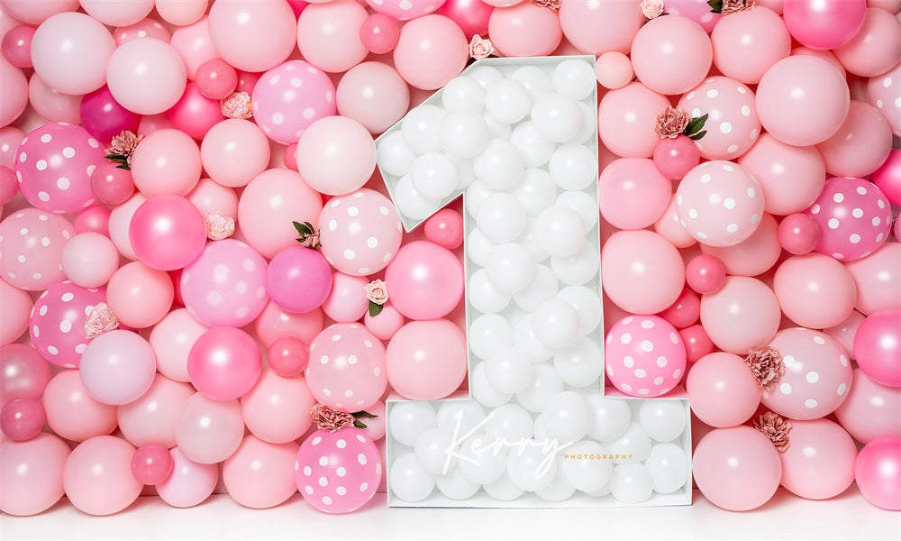 Kateインクバルーン壁の背景写真撮影のための最初の誕生日の花Kerry Anderson設計