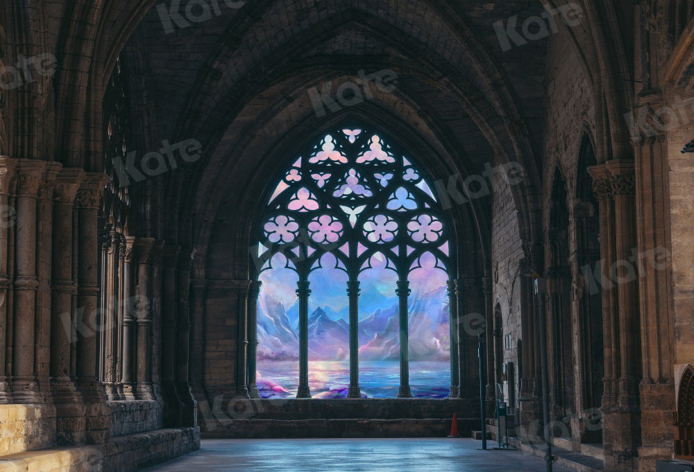 kate写真撮影のためのレトロなインテリア建築の背景アーチ型の風景
