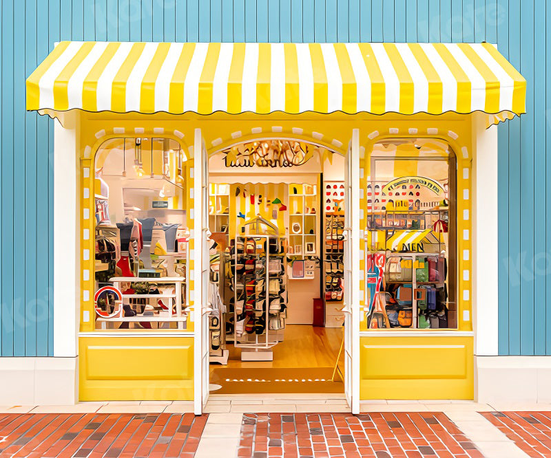 Kate写真撮影のための小さな商品店の背景黄色