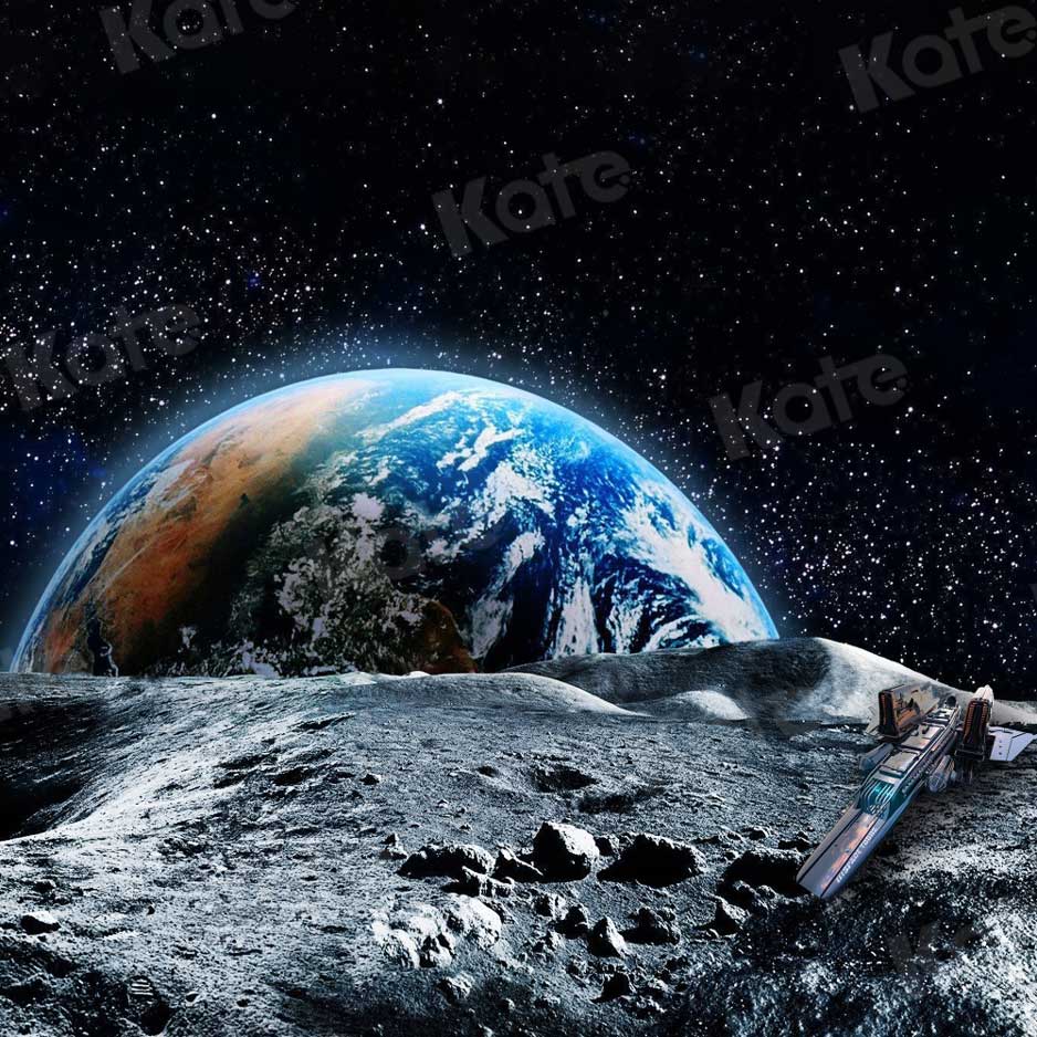 Kate写真撮影のための月面地球背景星空