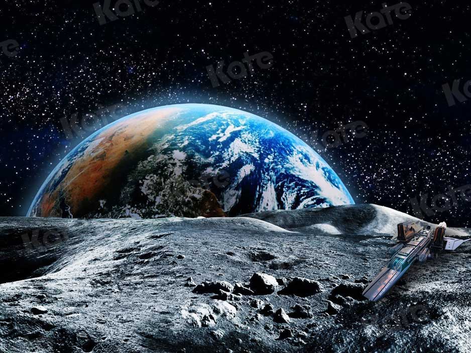 Kate写真撮影のための月面地球背景星空