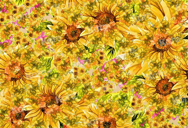 Kate写真撮影のための夏のヒマワリの茂みの背景