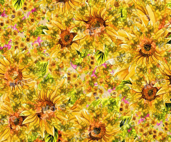 Kate写真撮影のための夏のヒマワリの茂みの背景