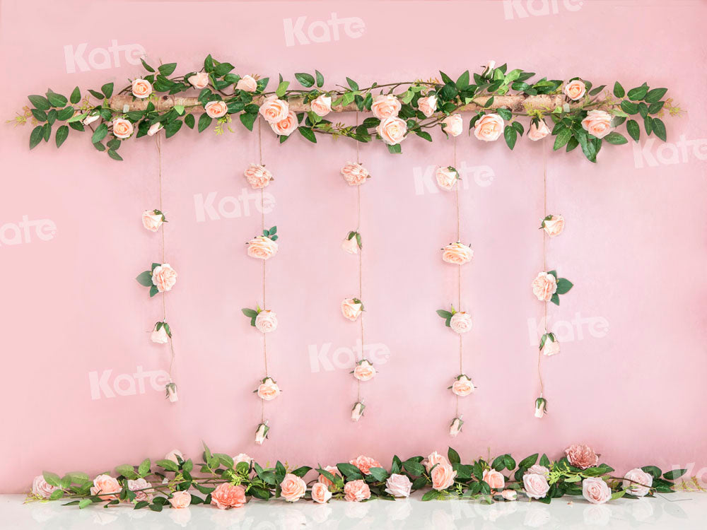 Kate夏のピンクのバラの花ケーキスマッシュの背景Emetselchデザイン