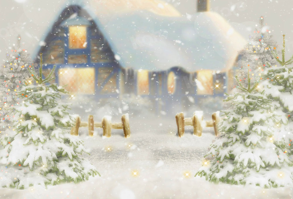 Kateクリスマス冬白い雪小さな町木家背景