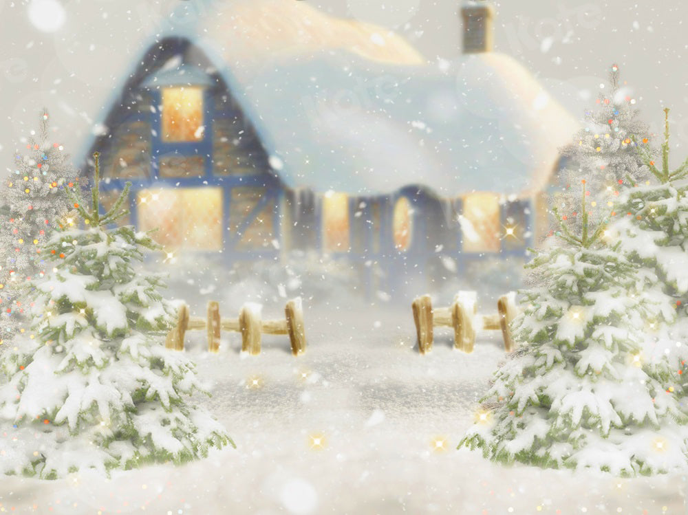 Kateクリスマス冬白い雪小さな町木家背景