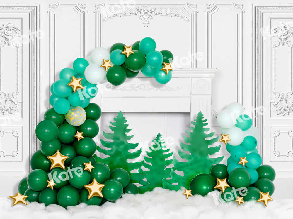 Kateクリスマスバルーン白い暖炉背景Chainデザイン
