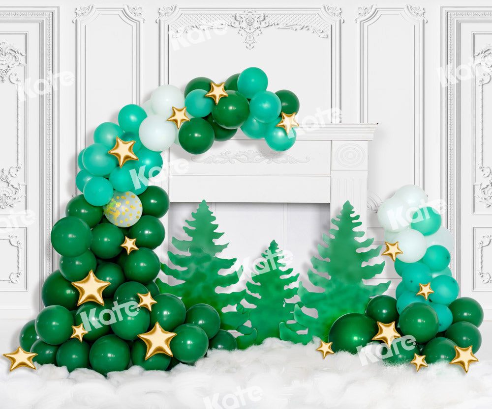 Kateクリスマスバルーン白い暖炉背景Chainデザイン