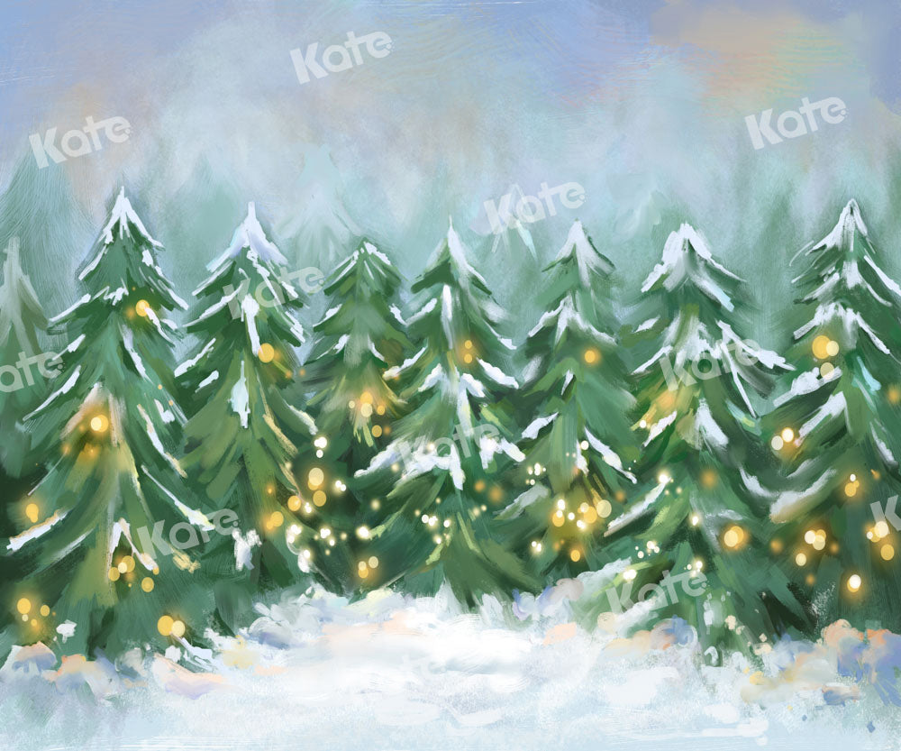 Kateクリスマス森林雪木の背景GQデザイン