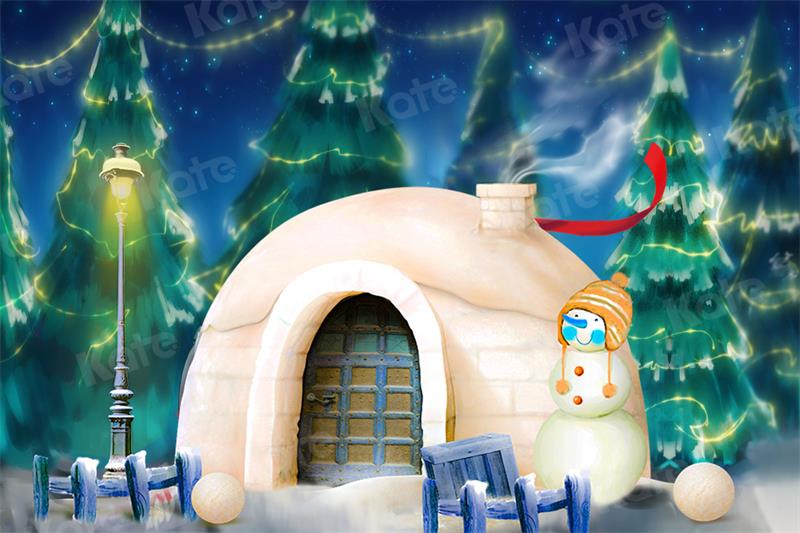 Kate森林スノールームクリスマスの冬雪だるまの背景
