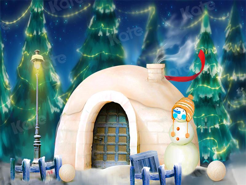 Kate森林スノールームクリスマスの冬雪だるまの背景