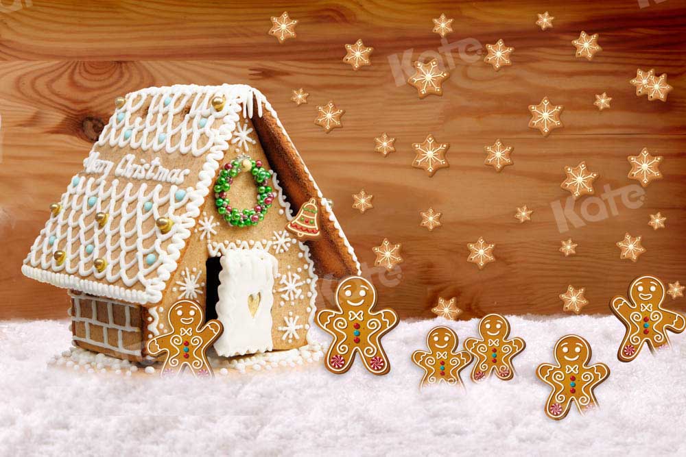 Kateクリスマス冬雪ジンジャーブレッドマン背景Chainデザイン