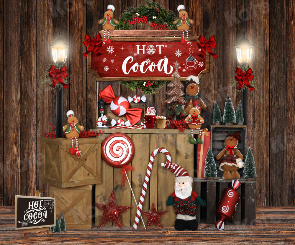 Kate木造住宅のクリスマスキャンディーホットココの背景