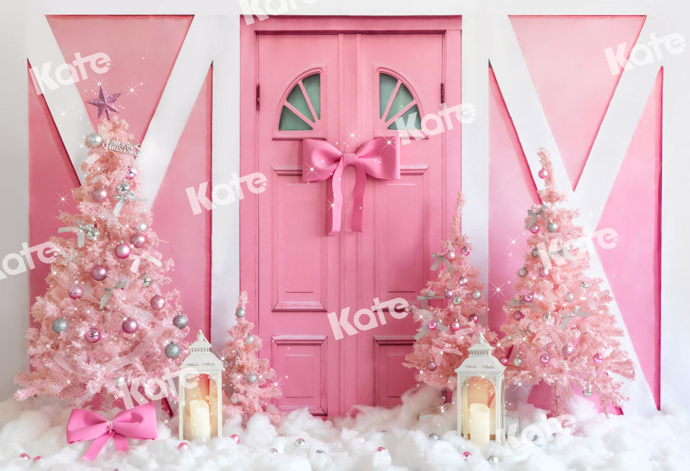 Kateピンクのクリスマスツリーお姫様ドアの背景Emetselchデザイン