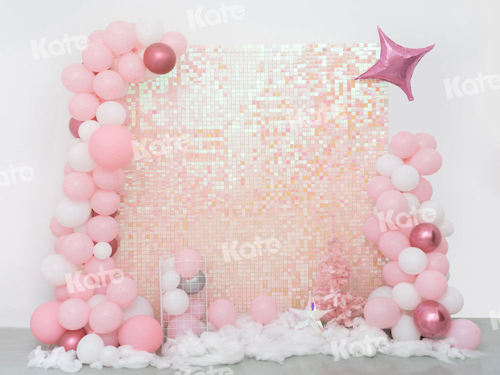 Kate誕生日の背景ピンクのパーティーバルーンシャイニーEmetselchデザイン