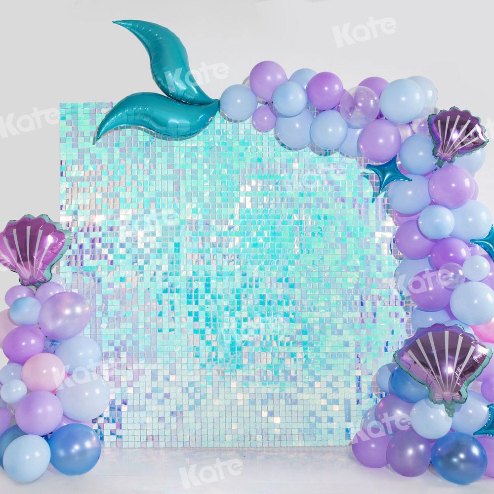 Kate青緑の人魚の風船の背景光沢のある誕生日Emetselchデザイン