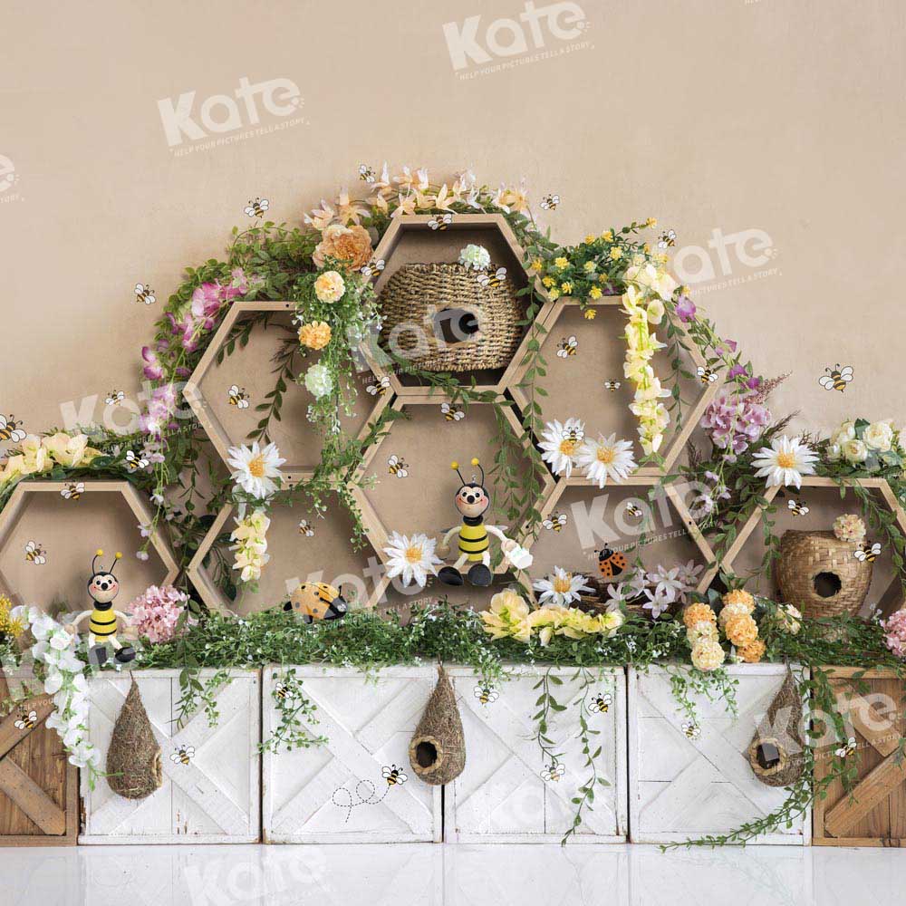 Kate春の蜂の花の庭の背景