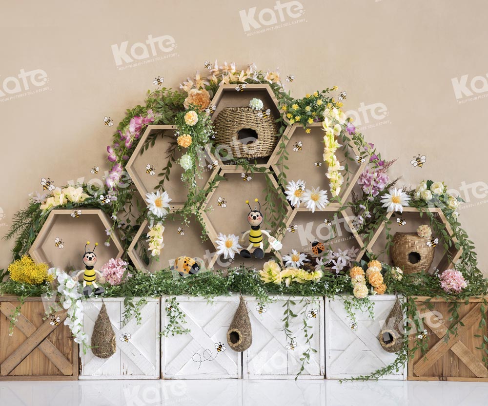 Kate春の蜂の花の庭の背景
