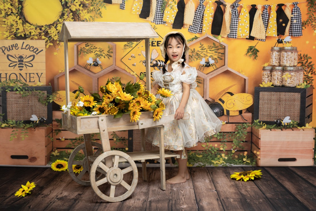 Kate 写真のための蜂の夏のケーキスマッシュ蜂蜜の背景Emetselch設計