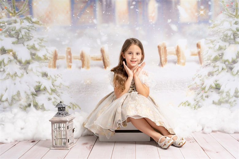 Kateクリスマス冬白い雪小さな町木家背景