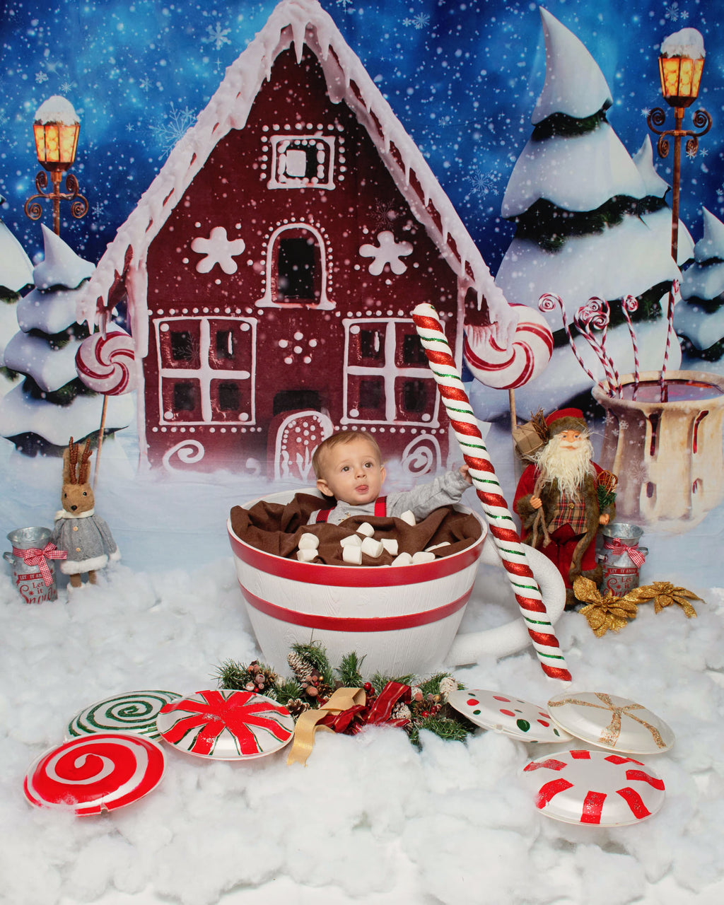 Kate クリスマスキャンディスノーキャビンの背景