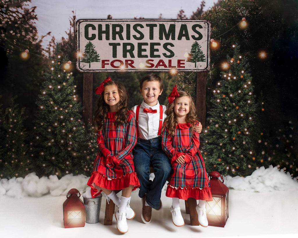 Kate 写真撮影のためのクリスマスの農場の木の背景