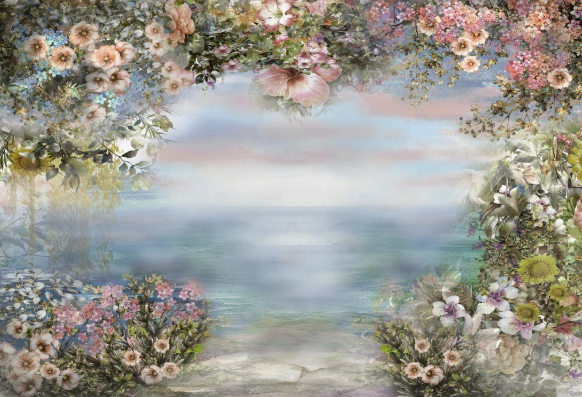 Kate ビンテージ花ボケスモッグ背景 のデザインですJFCC